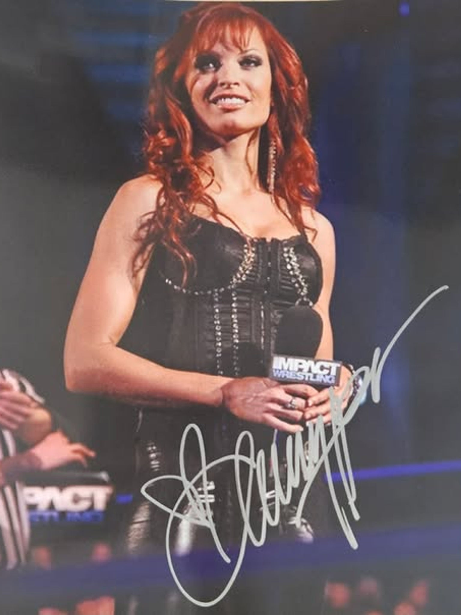 Christy Hemme Signed Impact Wrestling Microphone 8x10” Print