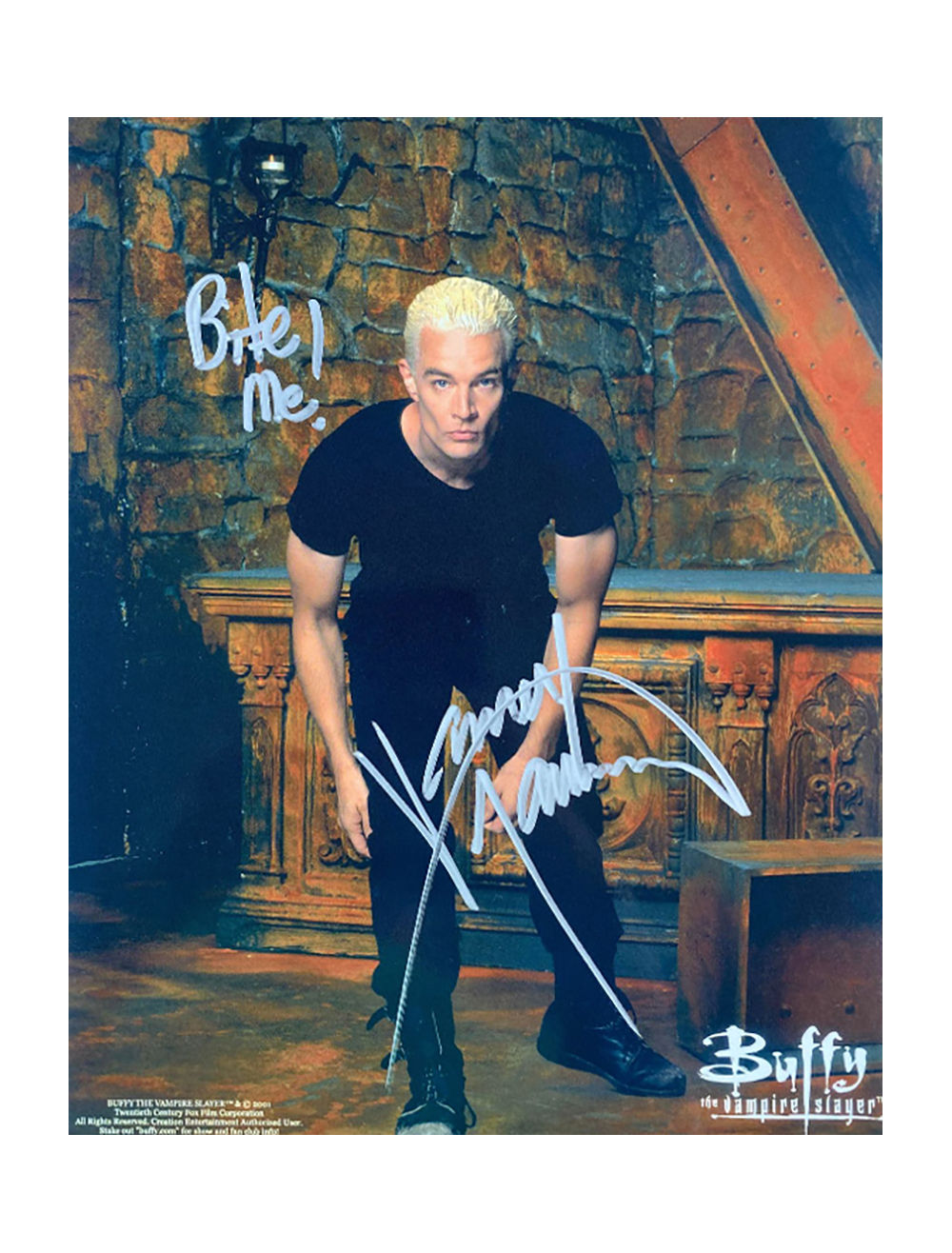 8x10" Buffy Print Signed in Silver with Bite Me Quote by James Marsters
