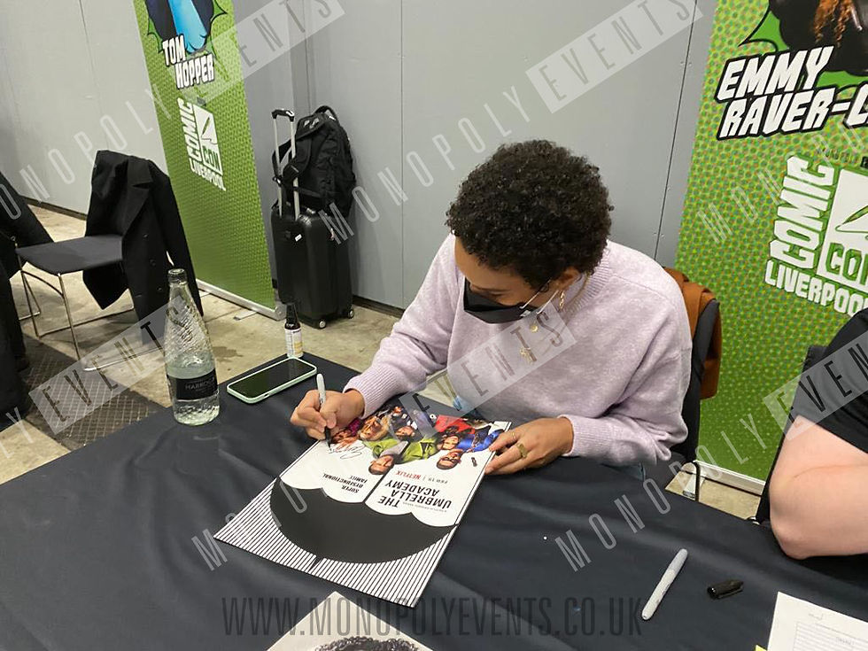 Thumbnail: A3 The Umbrella Academy Poster Signed by Tom Hopper and Emmy Raver-Lampman