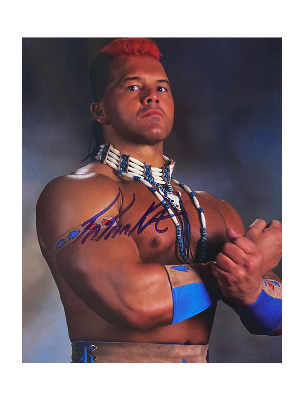 8x10 Full Colour Print Signed by Wrestling Superstar Tatanka