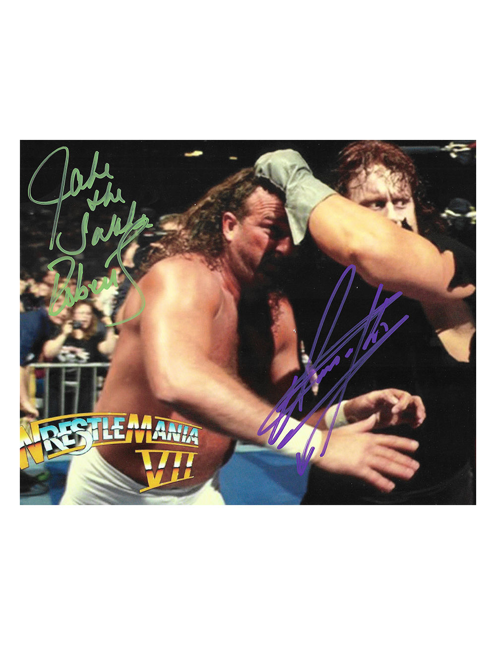 10x8 Print Signed in Light Green by Jake The Snake Roberts & The Undertaker
