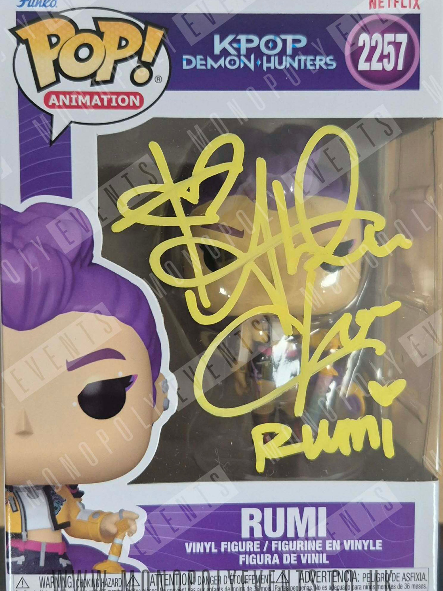 Arden Cho Signed Funko #2257 K-Pop Demon Hunters Rumi Yellow