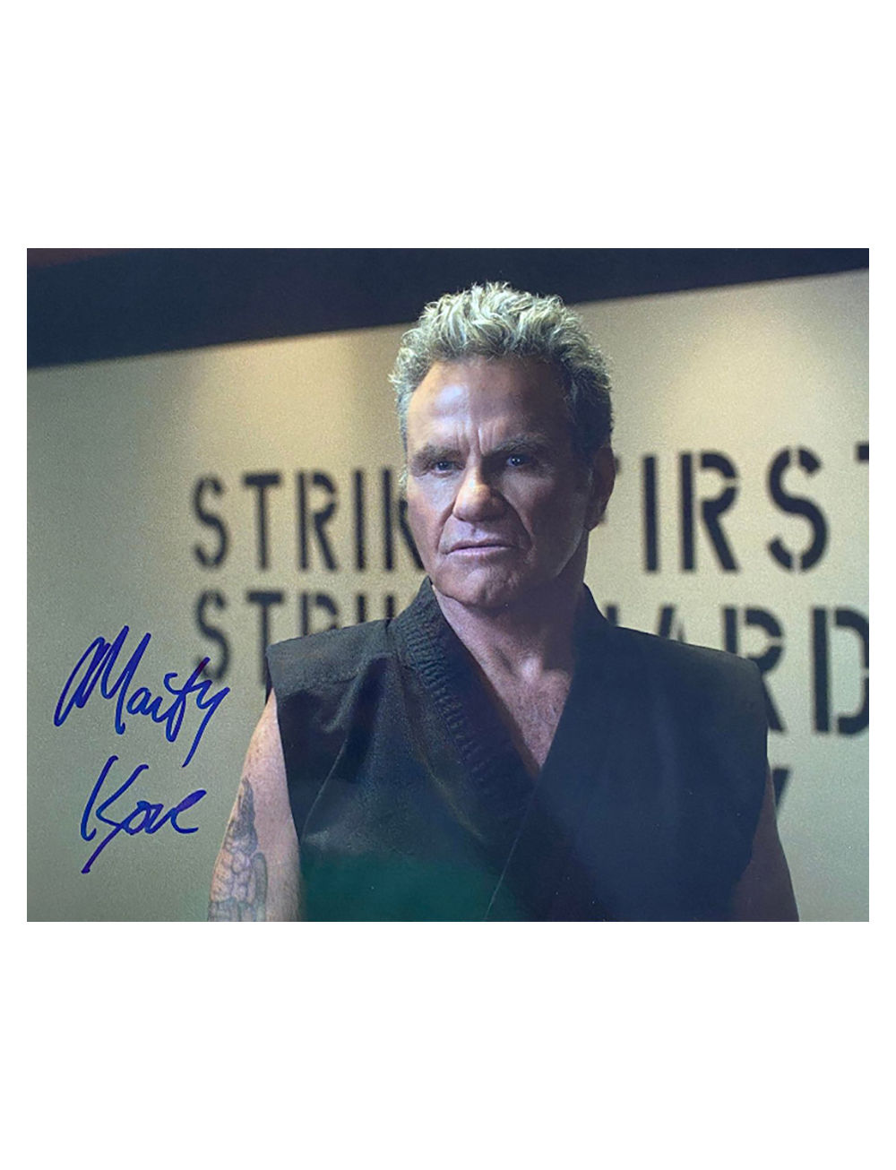 10x8" Cobra Kai Print Signed in Blue by Martin Kove