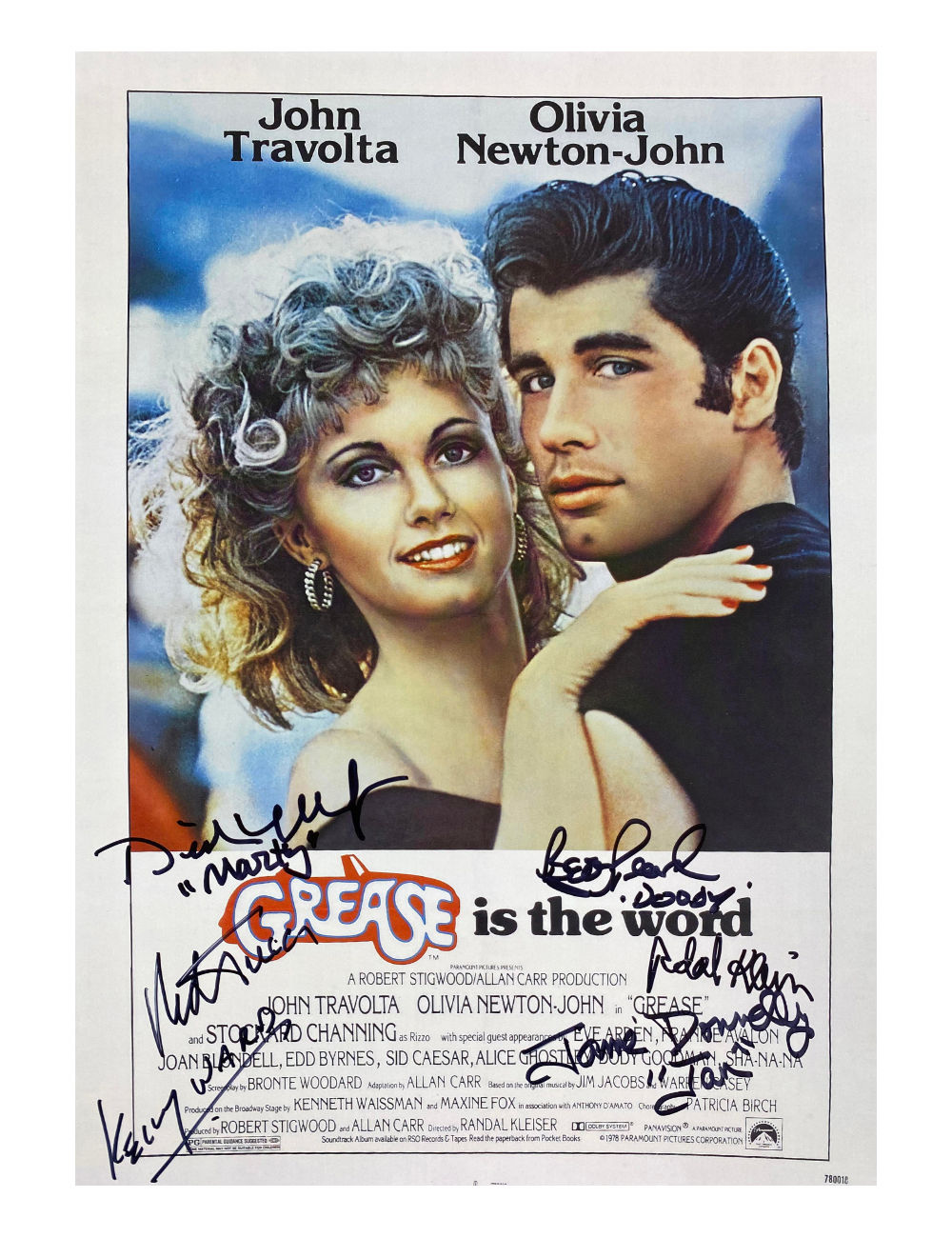 A3 Grease Poster Signed by Kleiser, Tucci, Pearl, Ward, Manoff and Donnelly