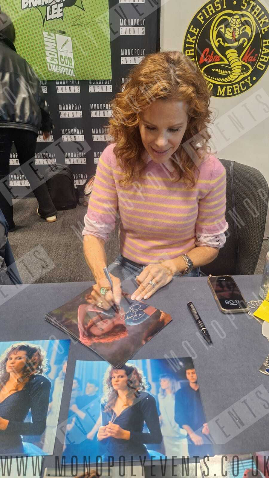 Thumbnail: Robyn Lively Signed Karate Kid Blue Top 10x8” Print