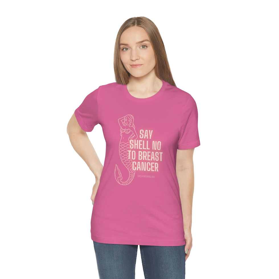 Thumbnail: Say 'Shell No' to Breast Cancer - Pink Unisex Jersey Short Sleeve Tees