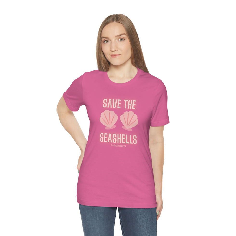 Miniature : Save the Seashells for Breast Cancer Awareness - Unisex Jersey Short Sleeve Tee