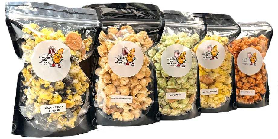 Popcorn Flavor bags from The Popcorn Box Atlanta
