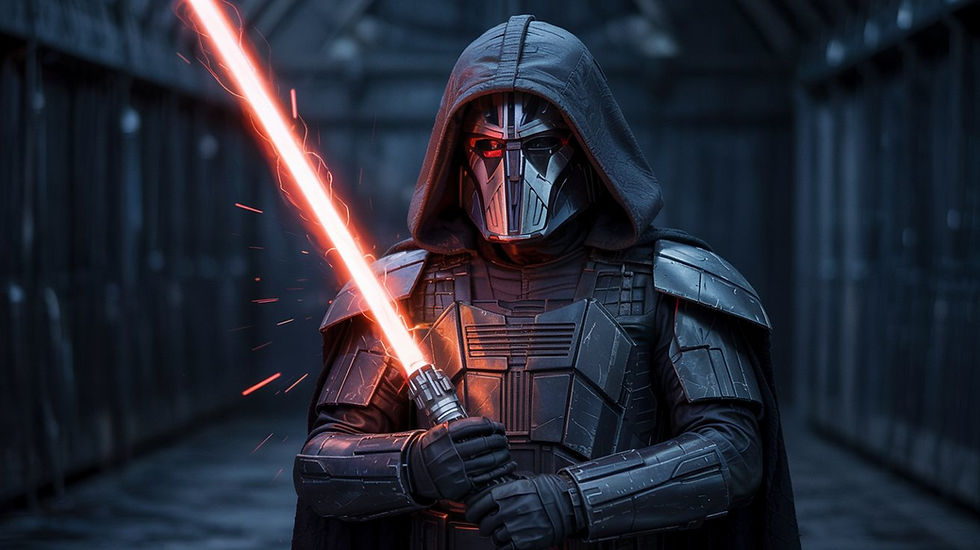 Darth Revan Holding his red bladed Lightsaber