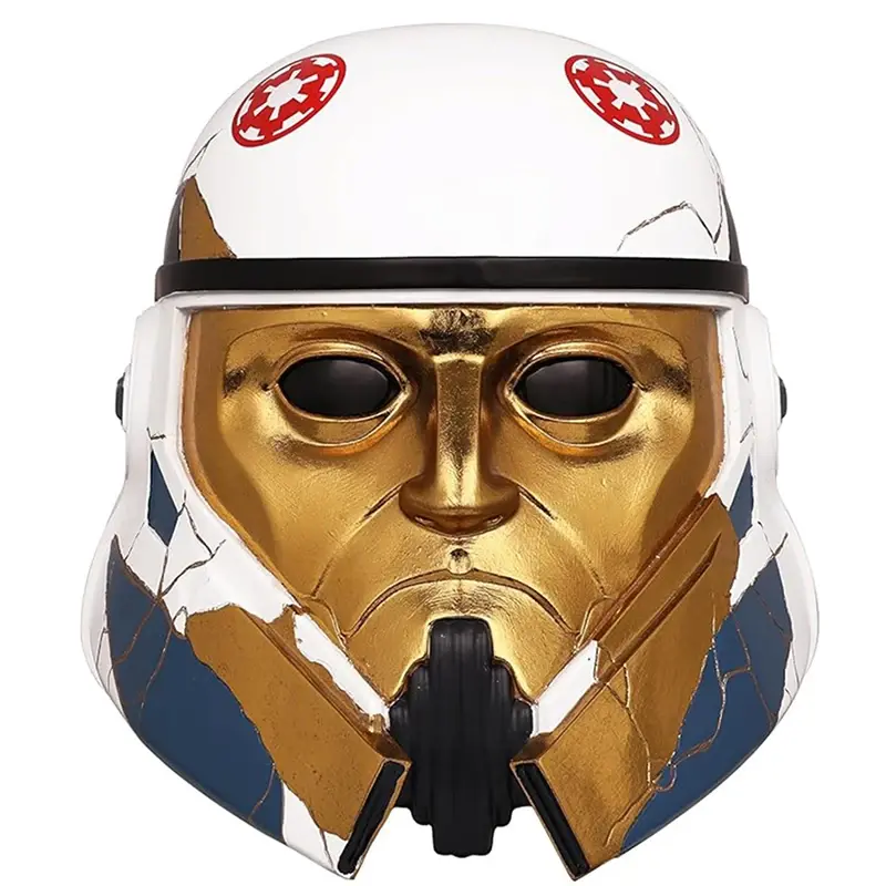 Captain Enoch helmet replica 1:1 wearable gold trooper Star Wars Ahsoka front view cracked mask