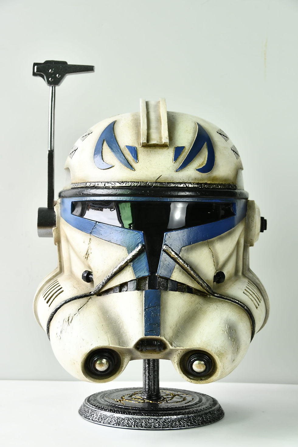 Captain Rex helmet replica Phase II 1:1 wearable clone trooper mask front view with 501st blue markings