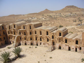 Troglodyte courtyard of Hotel Sidi Driss in Matmata Tunisia used as the Lars Homestead in Star Wars