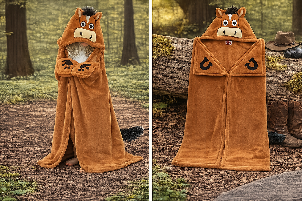 Thumbnail: Kids Animal-Themed Hooded Blankets 50” x 45”