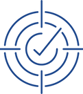 icon image of target with tick in the bulls eye to indicate consistent presentation instore