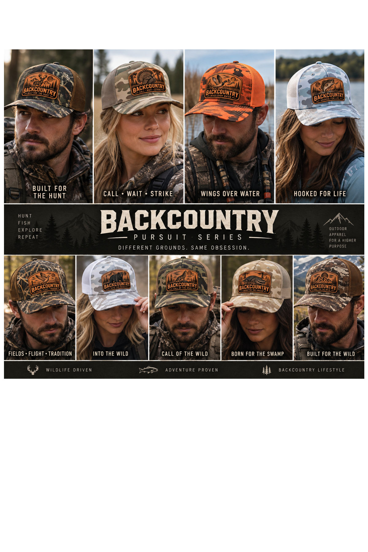 Backcountry Camo Pursuit Series – Build Your Hat – Free Shipping