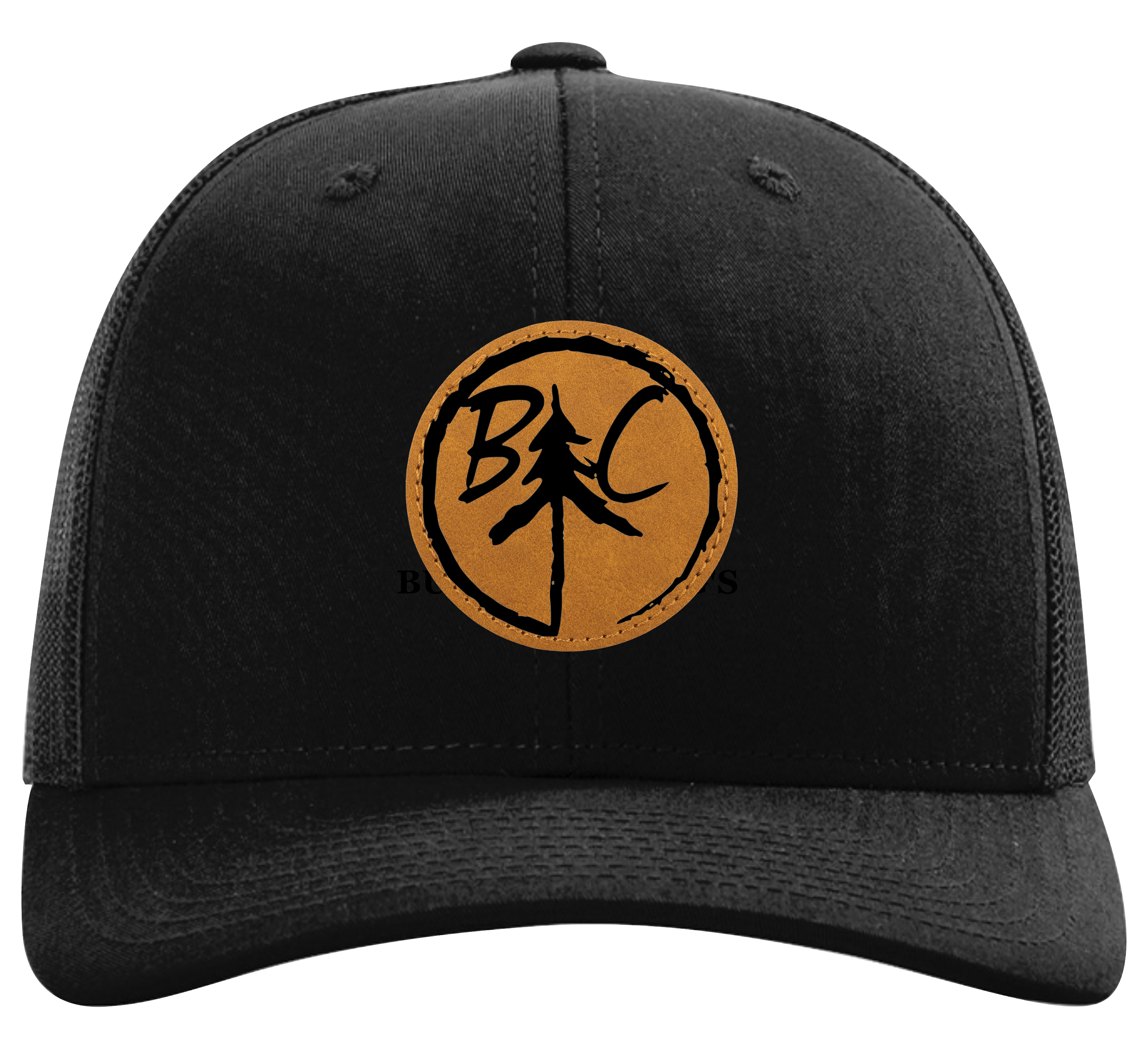 Backcountry BC Circle Logo on light brown circle leather patch