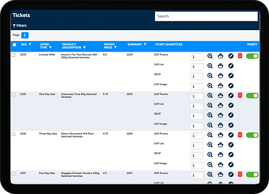 image of ticket it software screen in use on a tablet