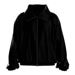 Black Windbreaker with Stand-Up Collar, frontview