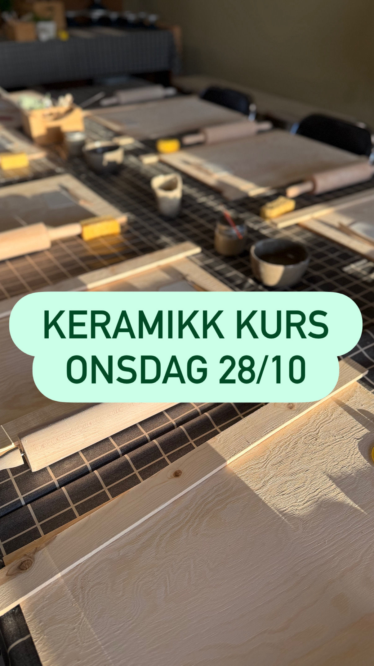 Keramikkkurs onsdag 28/10 fra 18-20:30