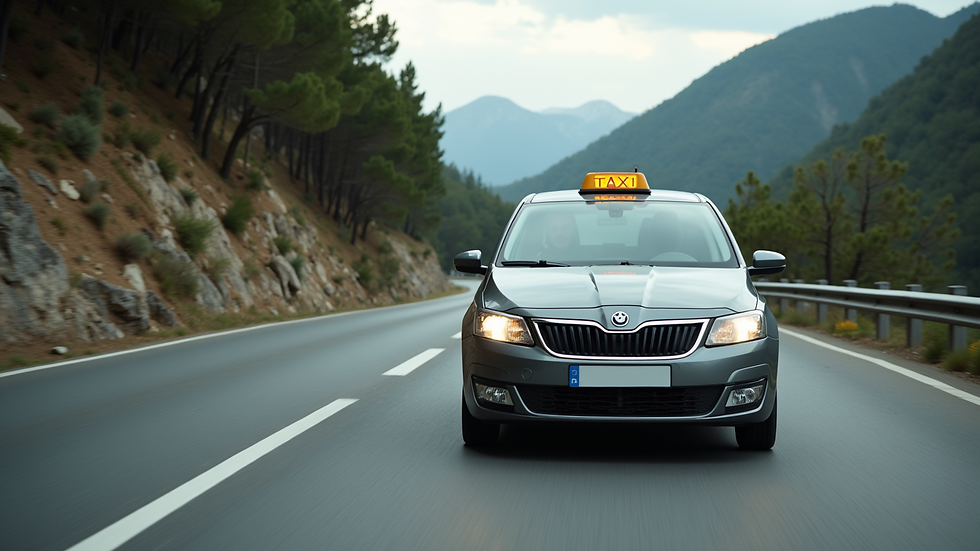 Taxi local a Andorra en moviment per carretera de muntanya