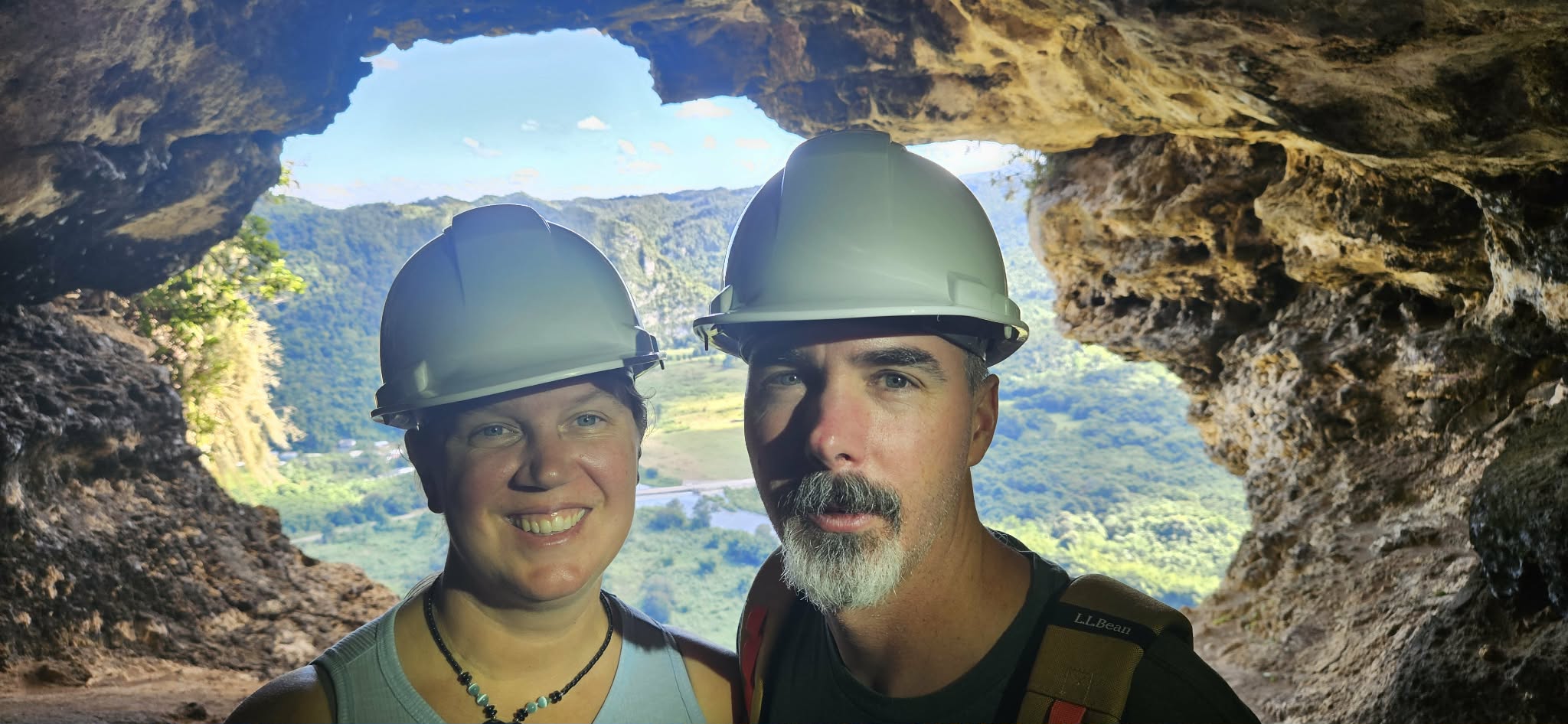 Jen and Shawn exploring a cave
