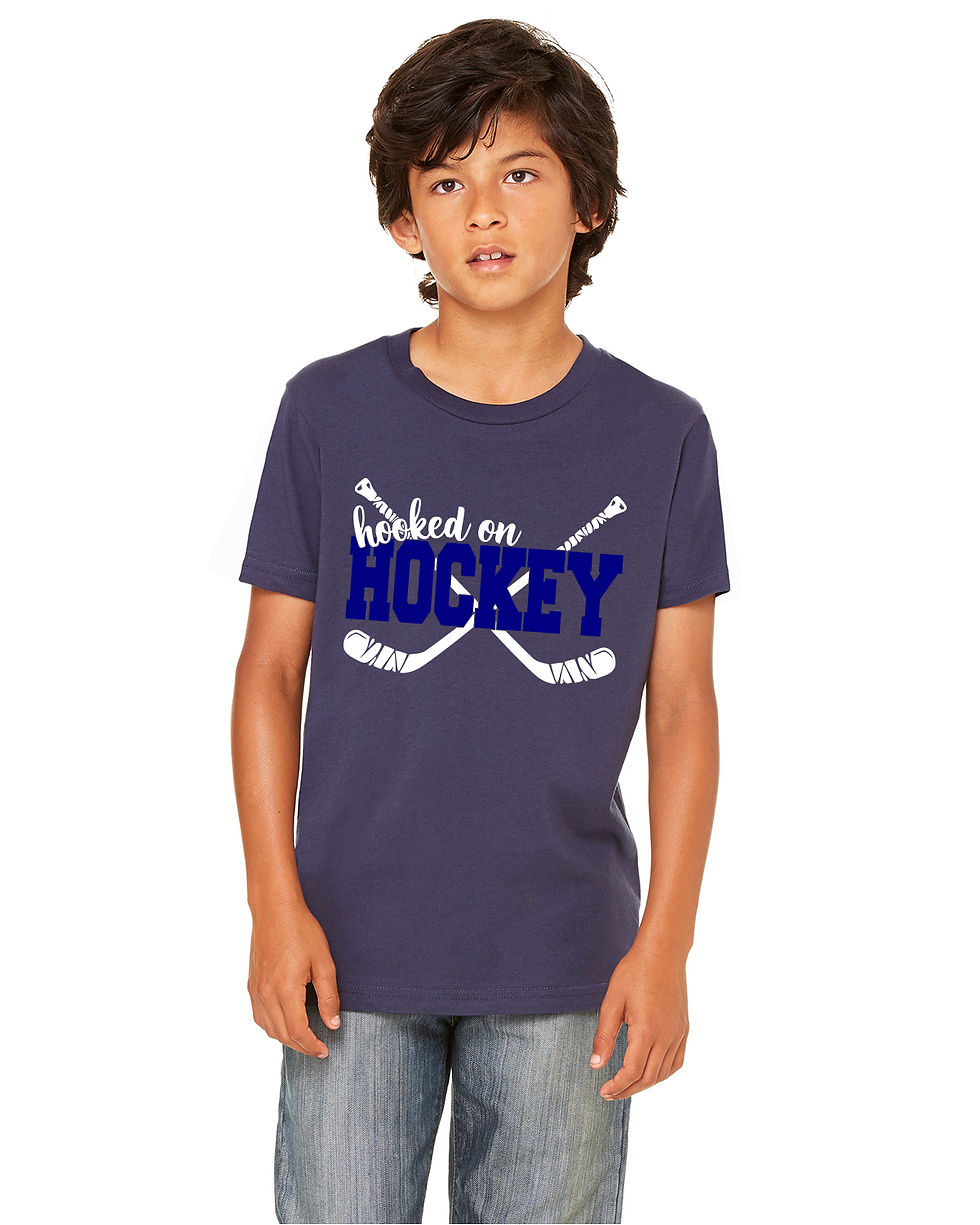 personalized products and gifts hooked on hockey t-shirt blue