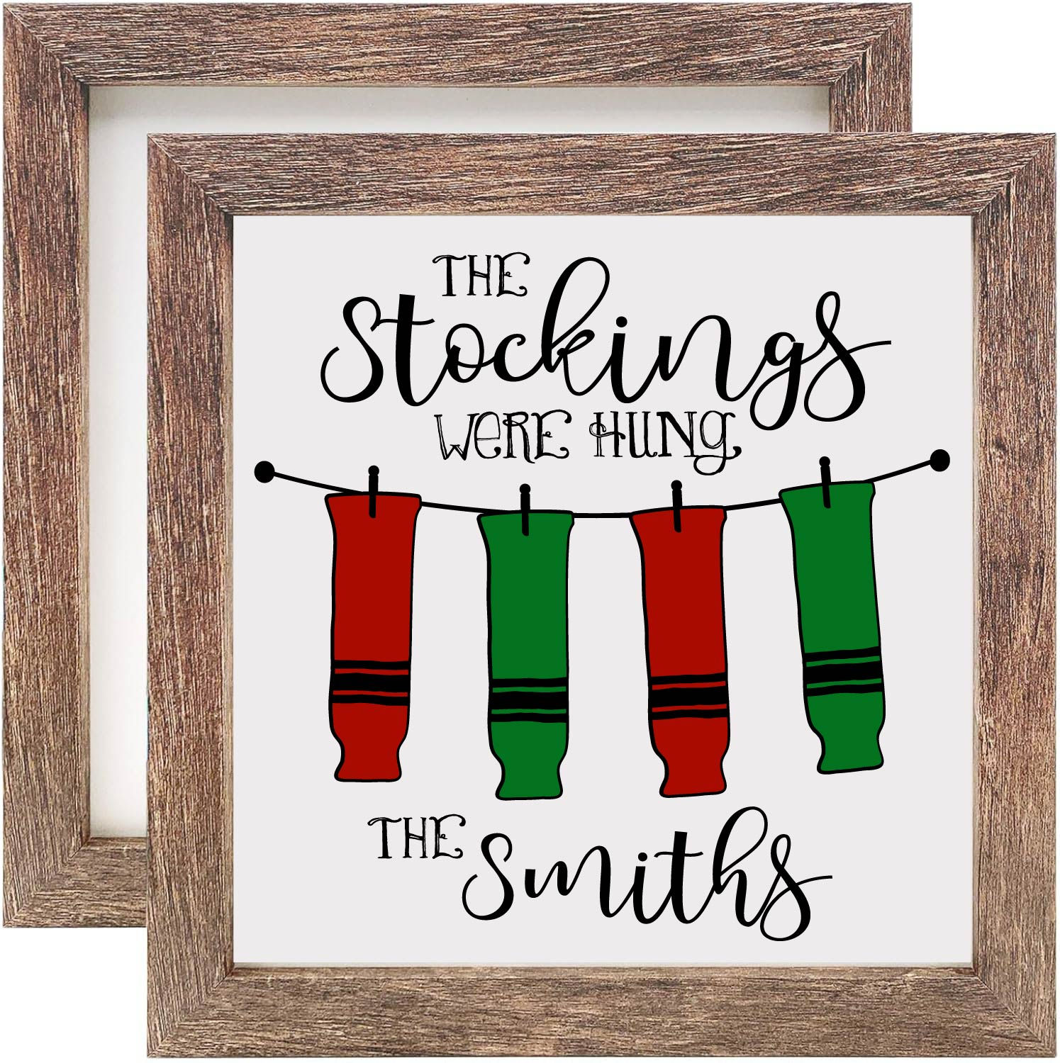 Personalized Hockey "The Stockings Were Hung" Sign