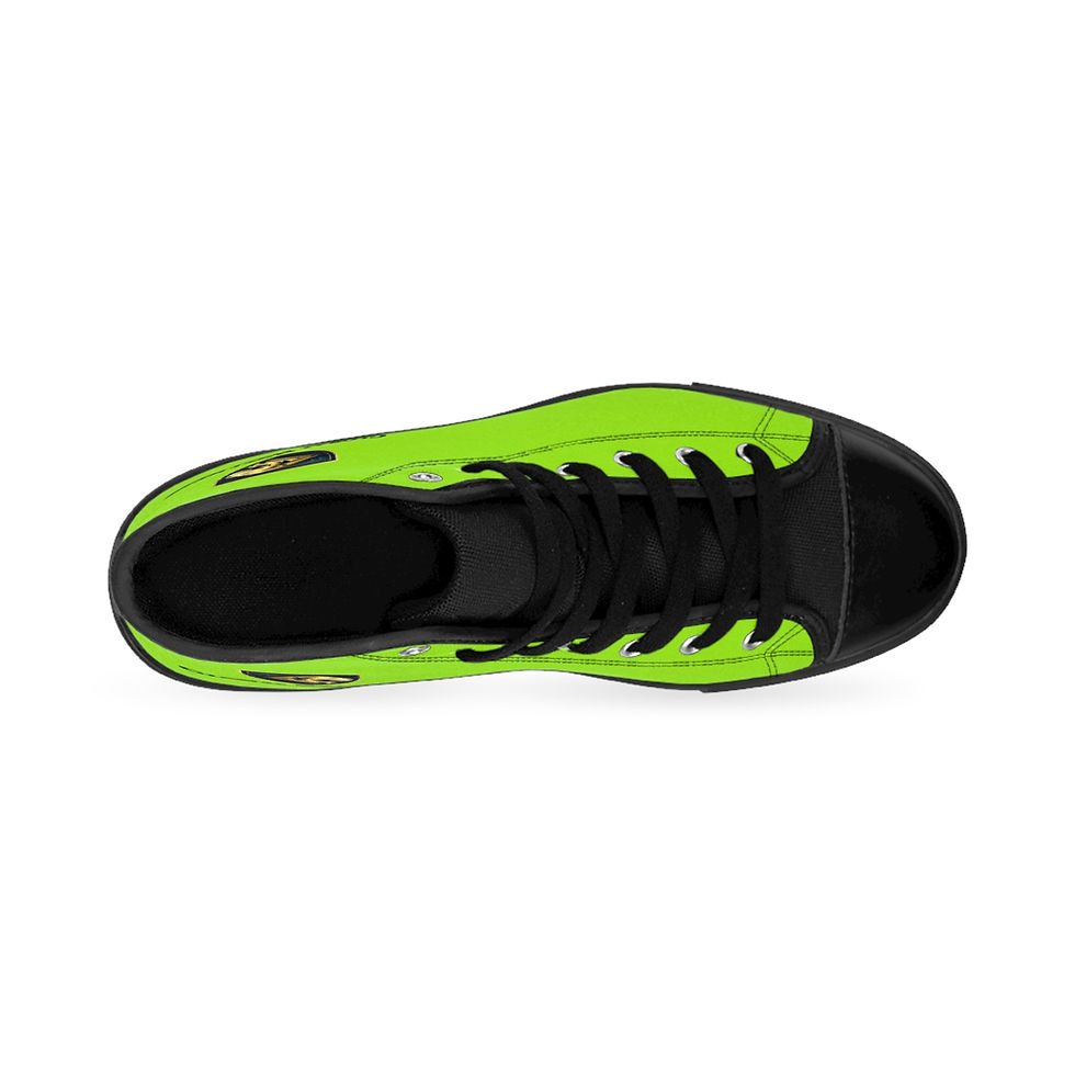 Miniatura: Global Wellness High-Top Sneakers — Neon Green Logo Canvas Shoes