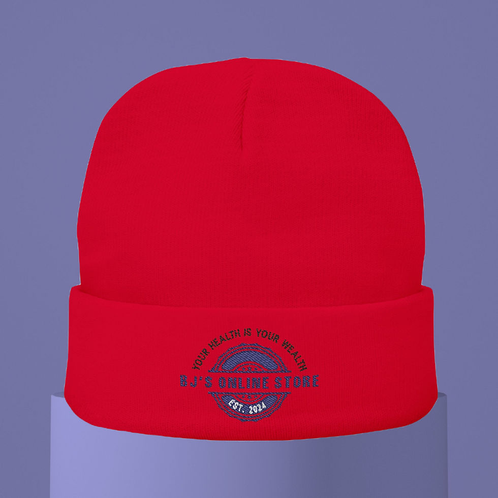 Miniatura: Embroidered Logo Knit Beanie — BJ's Online Store ("Your Health Is Your Wealth")