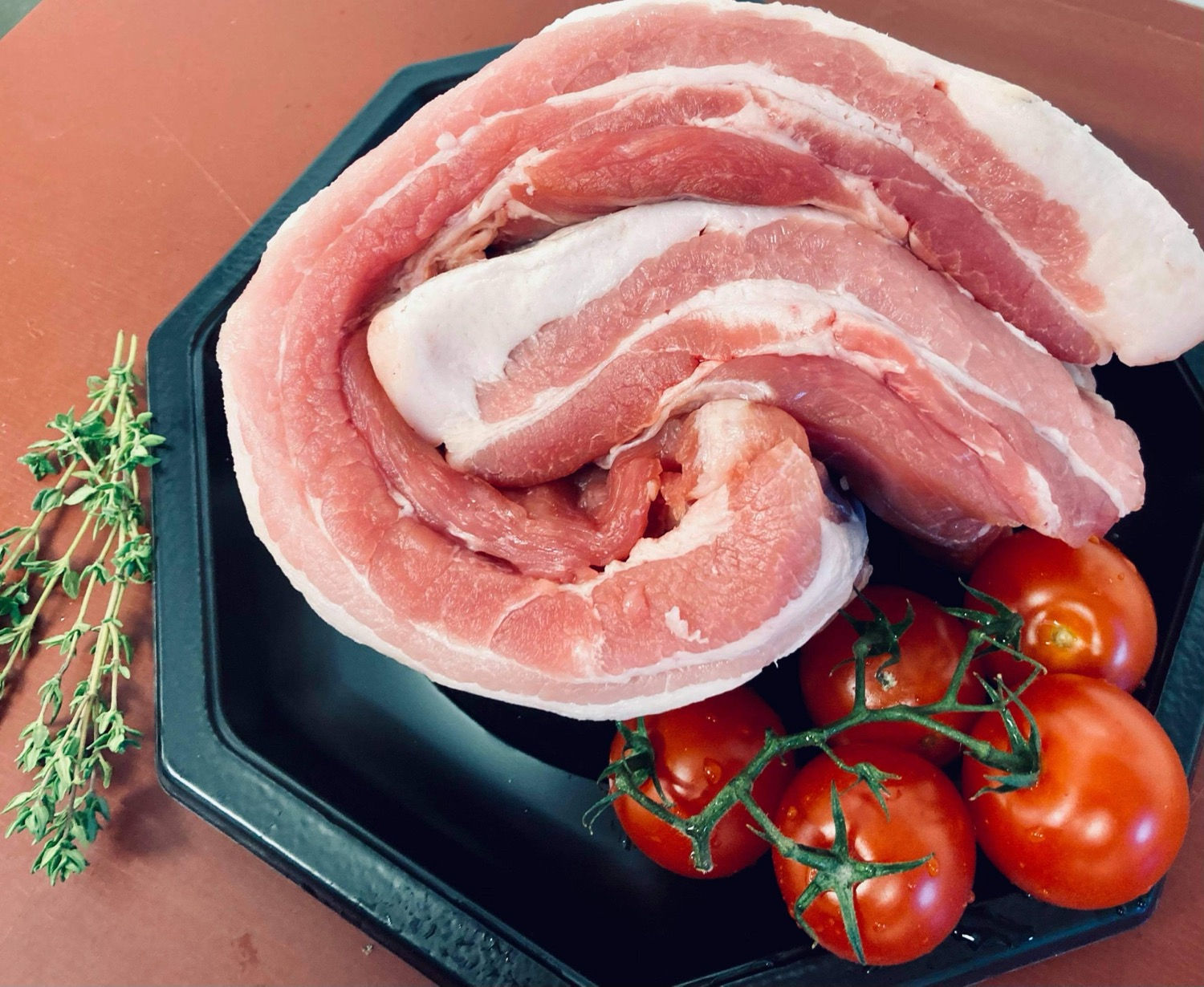 Poitrine de porc Fermier (Prix:14,90€/kg)