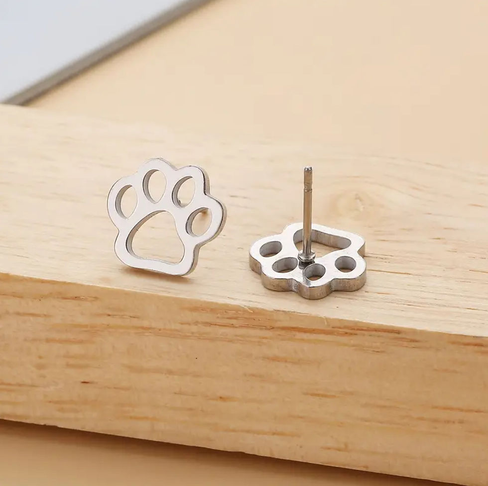 Thumbnail: Paw Print Earrings - Silver