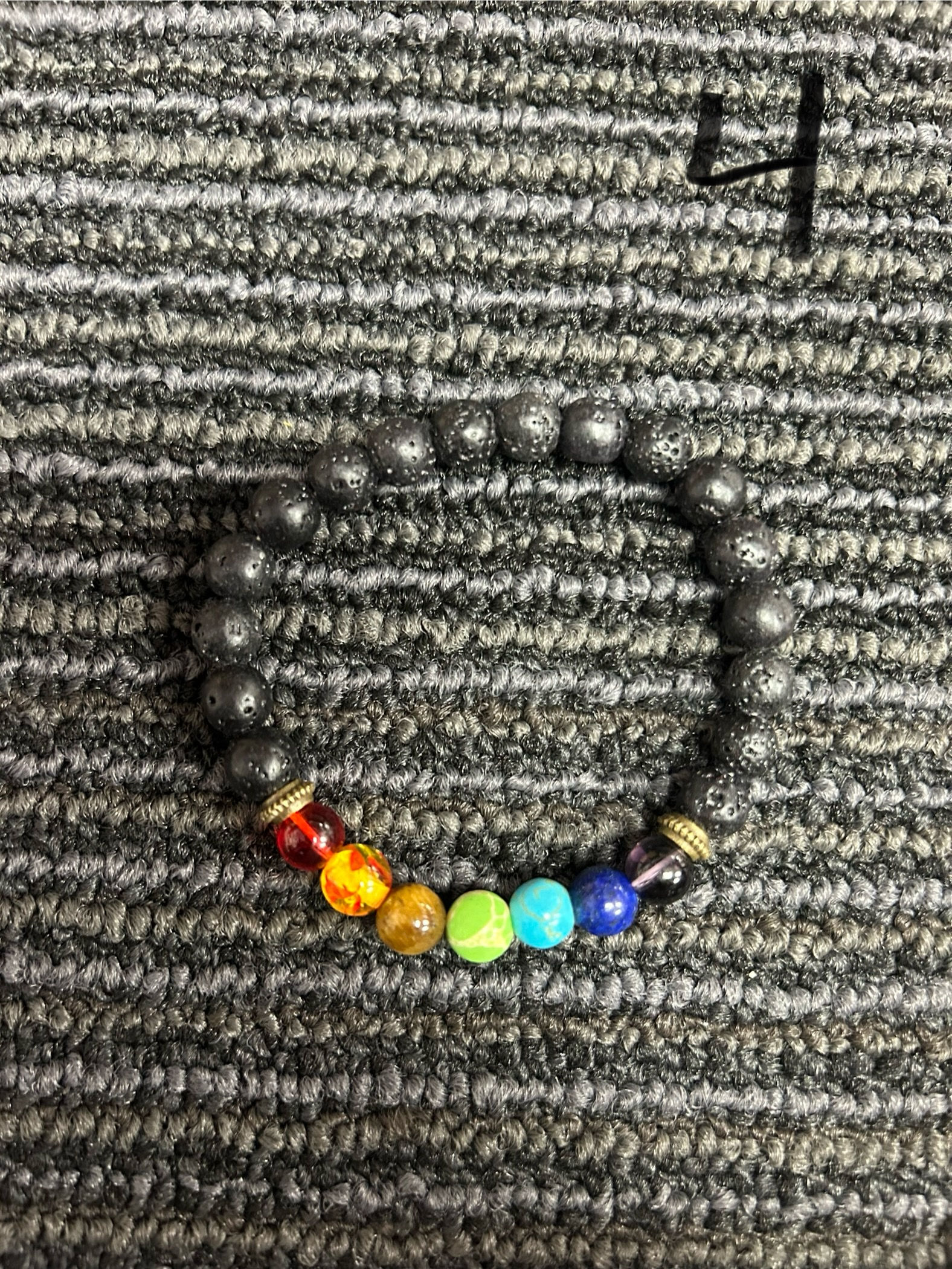 Rainbow Chakra With Lava Rock Beaded Bracelet