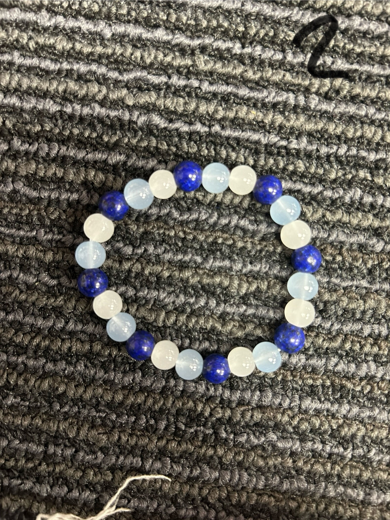 Blue/Light Blue/White Beaded Bracelet