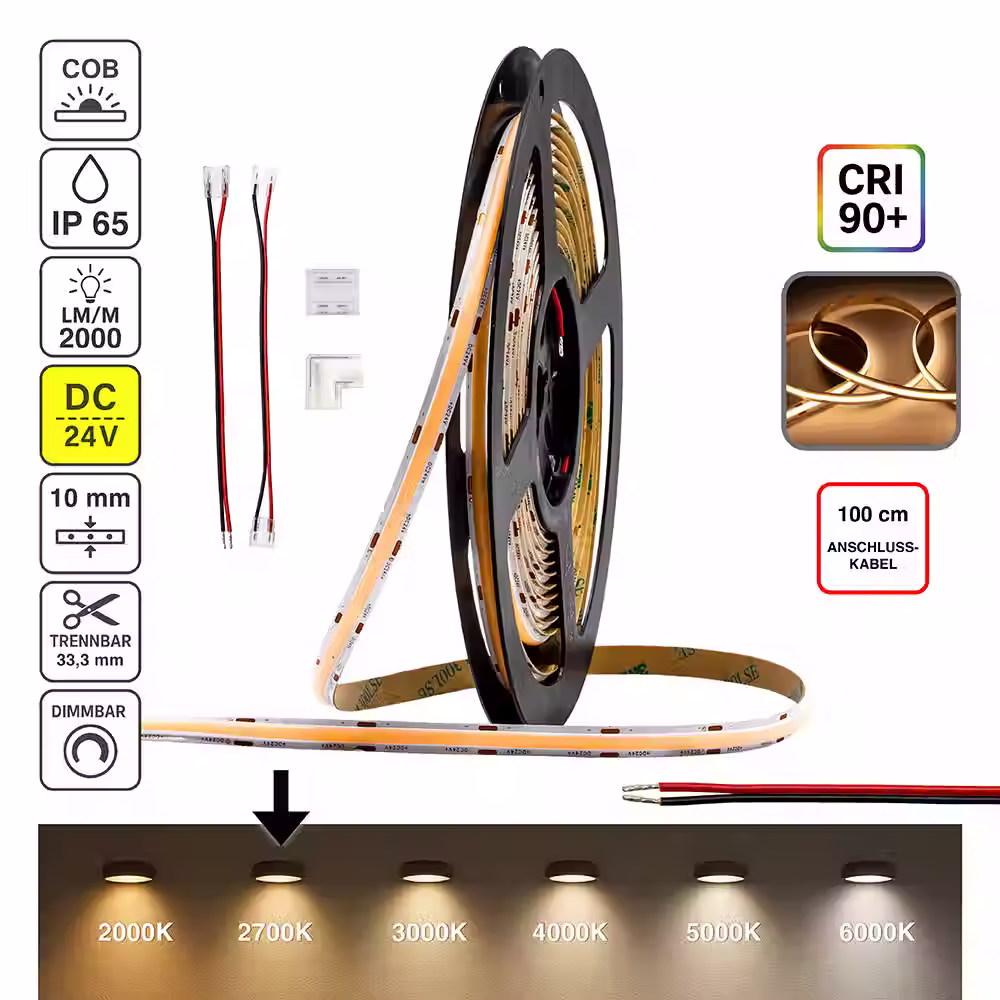 LED Streifen SCOB 24V - 4000K neutralweiß - IP 65 - 2000 l/m -5m