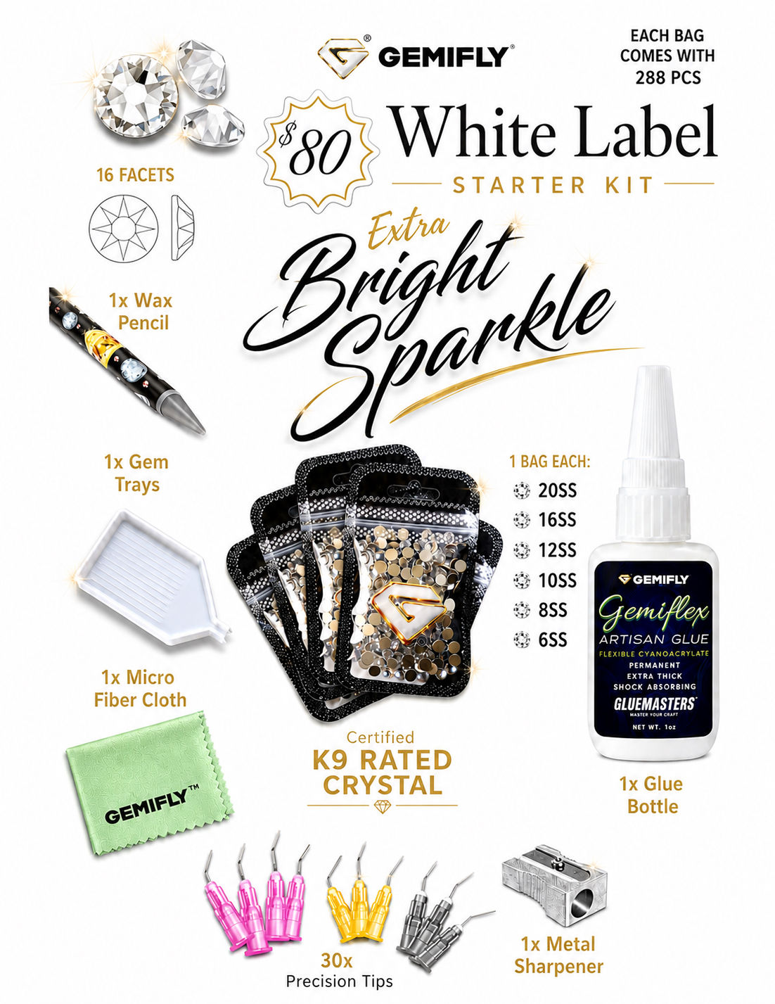 GEMIFLY® White Label Starter Kit - “EXTRA BRIGHT SPARKLE”
