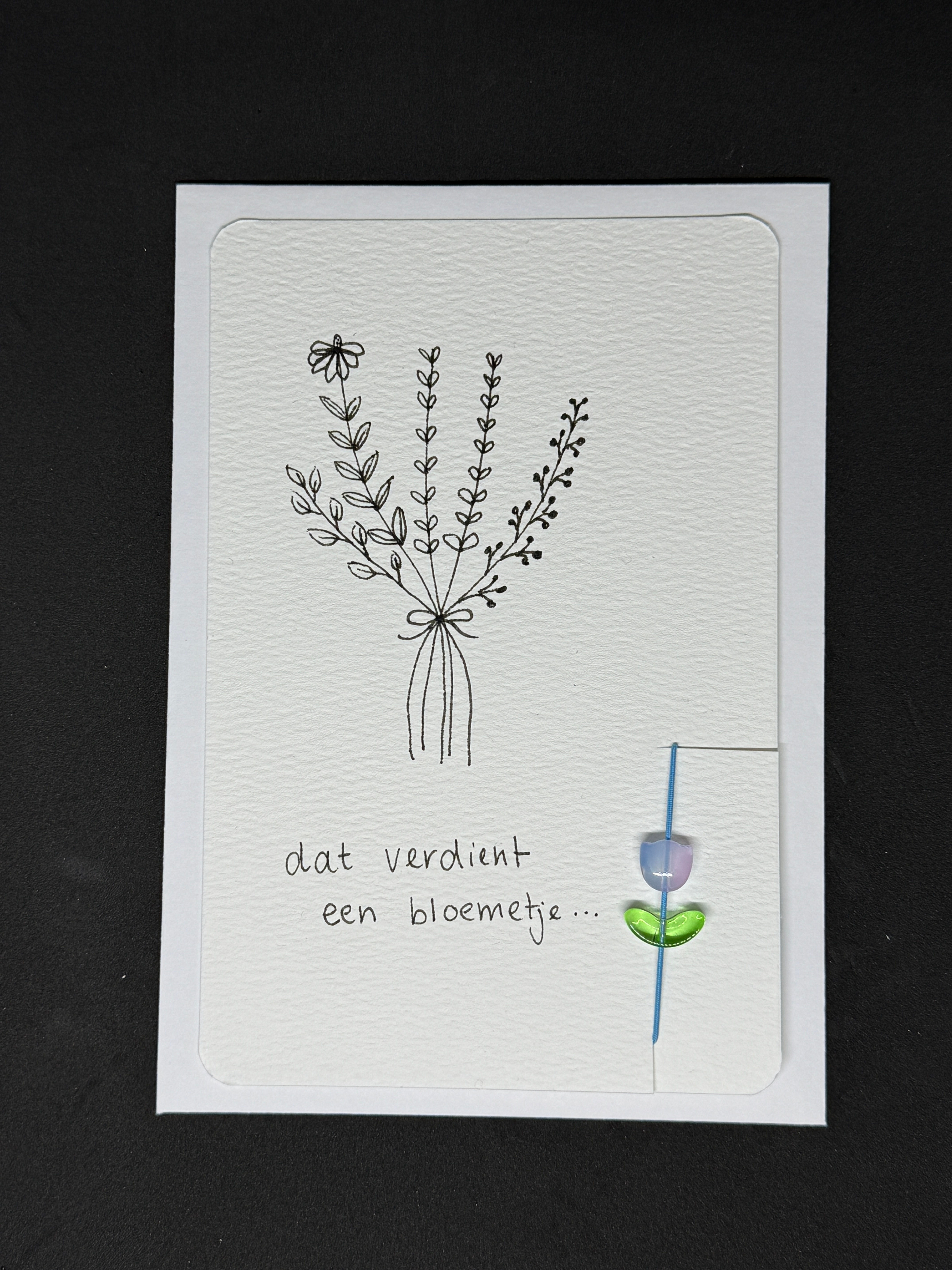 Wenskaart + armbandje - Bloemetje