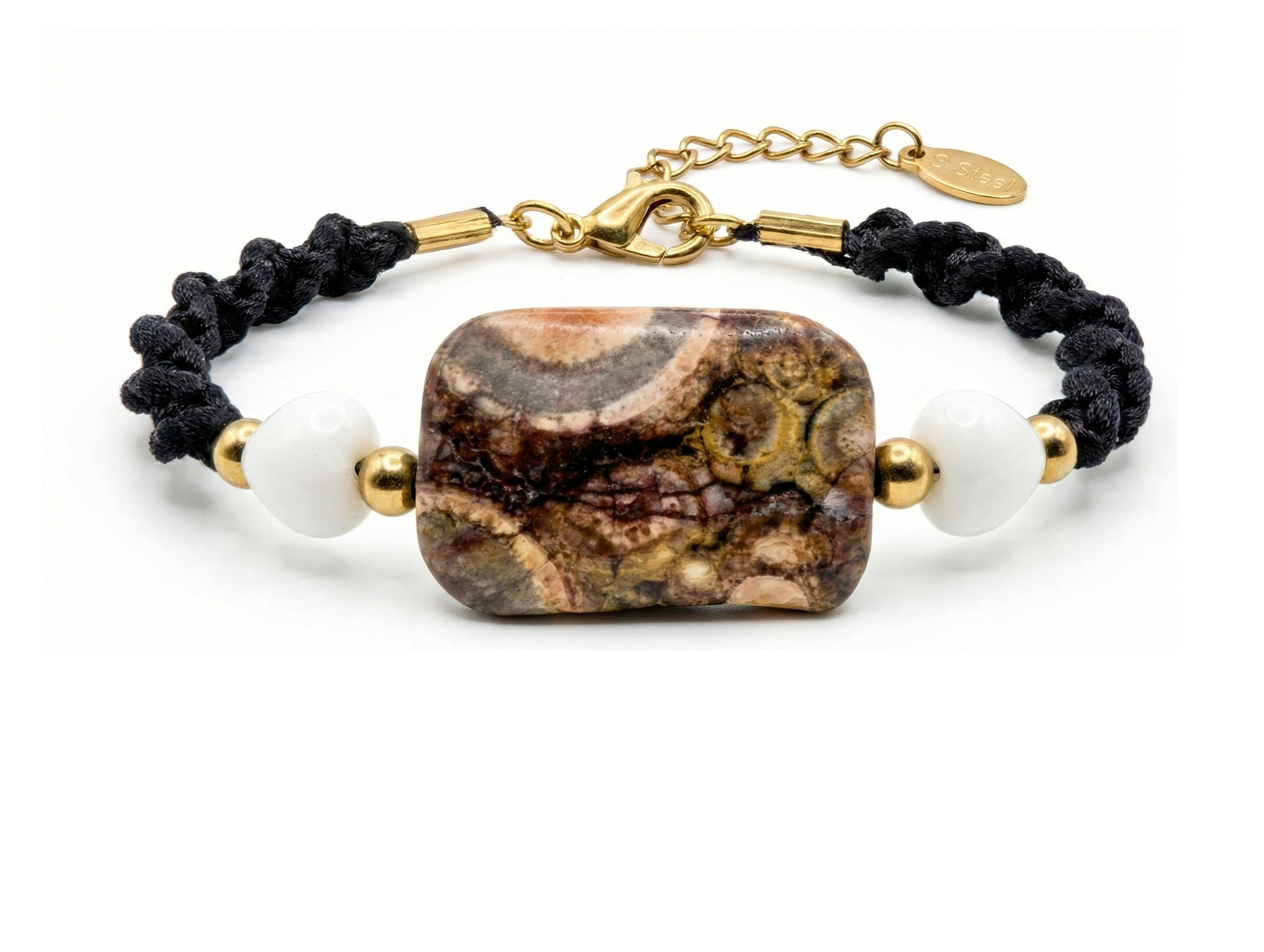 Bracciale Riolite e agata bianca
