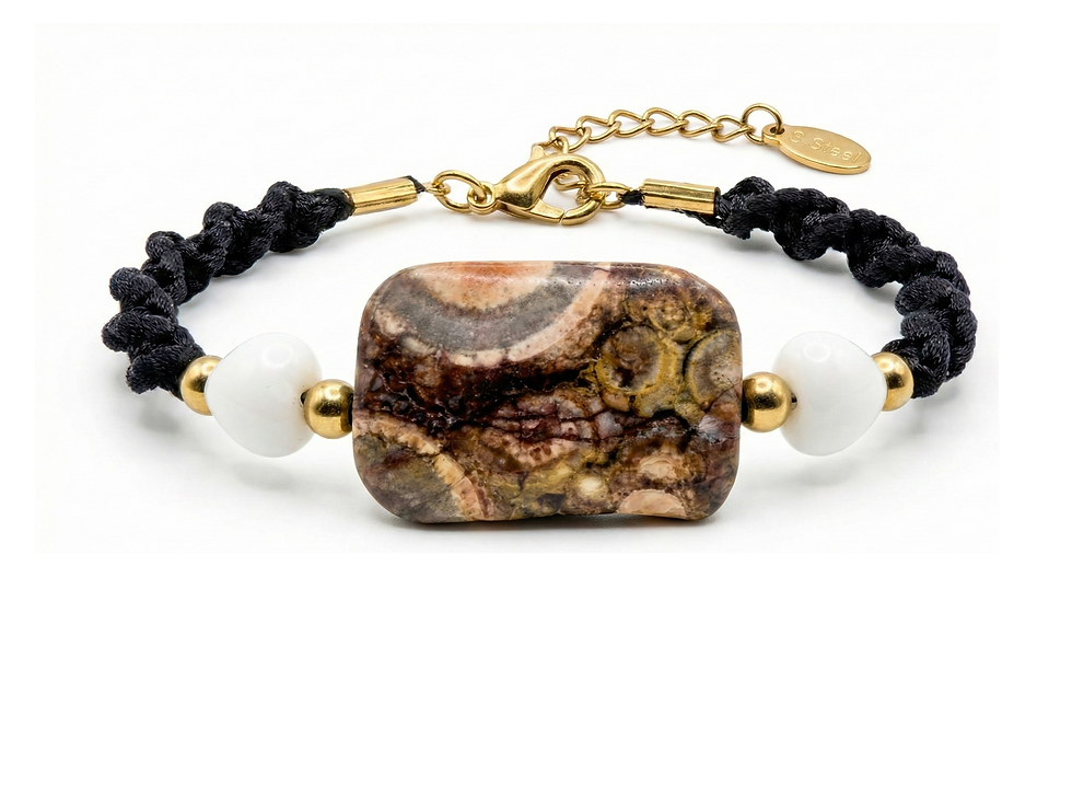 Bracciale Riolite e agata bianca