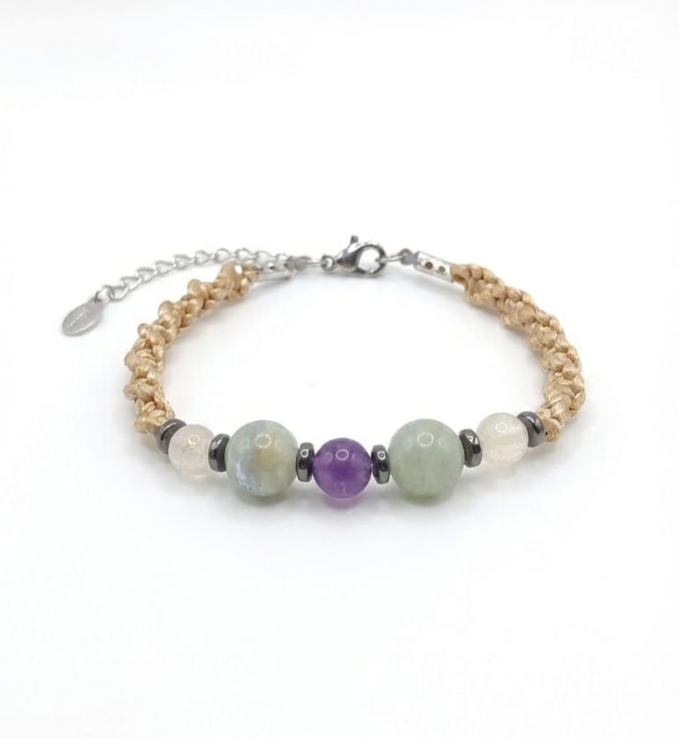 Bracciale in Ametista, quarzo e calcite