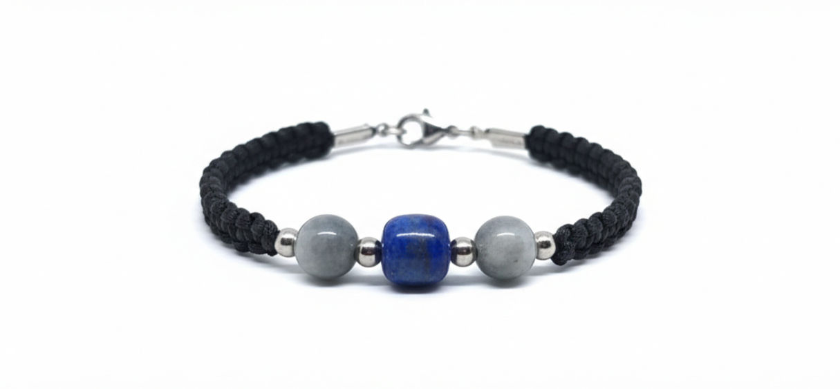 Bracciale Lapislazzuli e occhio d'aquila grigio