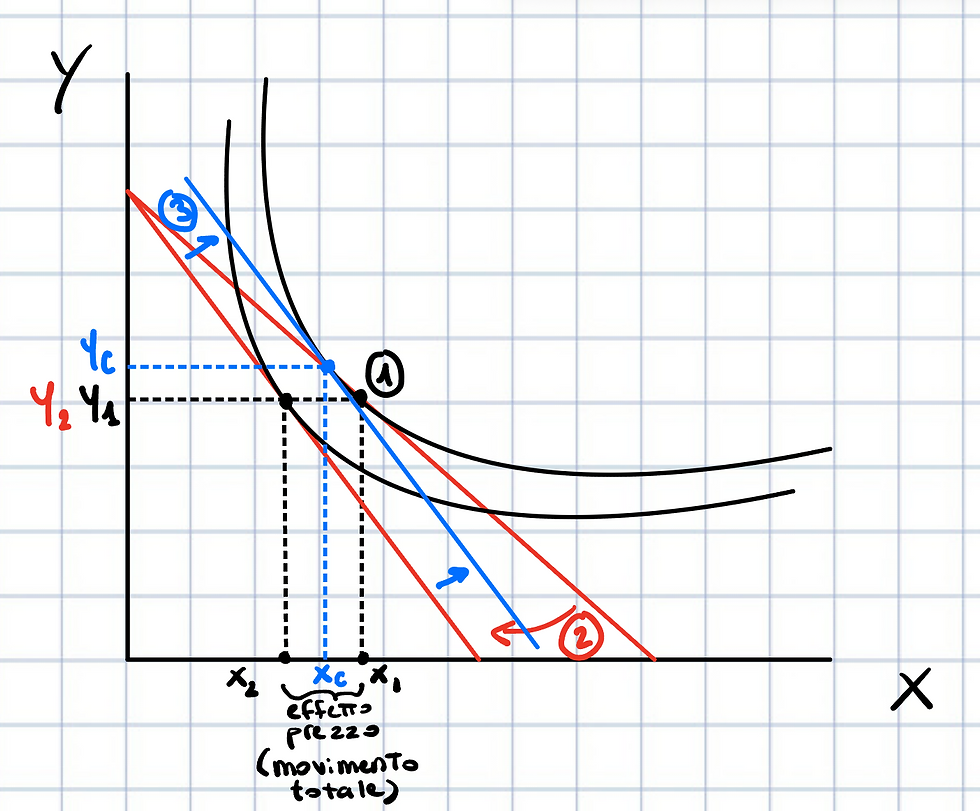 Effetto reddito e Effetto sostituzione sul grafico