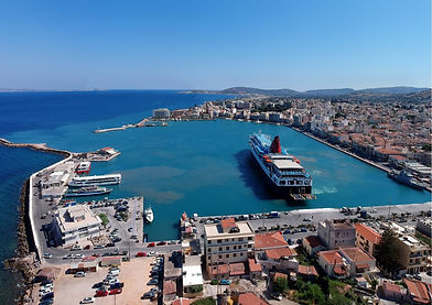 Panoramic view of a ferry boat in Chios