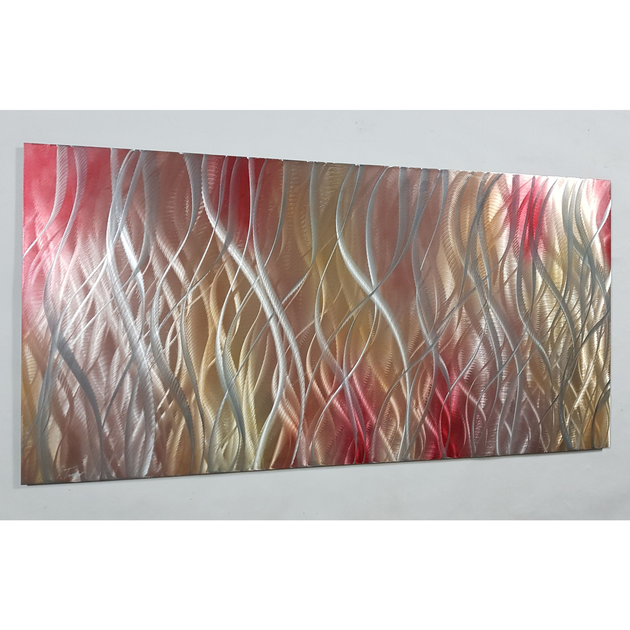 Adrift, Copper, gold red and  silver. Modern abstract contemporary metal artwork