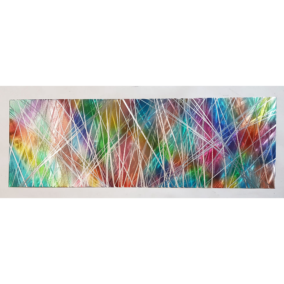 Thumbnail: Fractured Rainbow. Multi and silver. Modern abstract contemporary metal artwork.