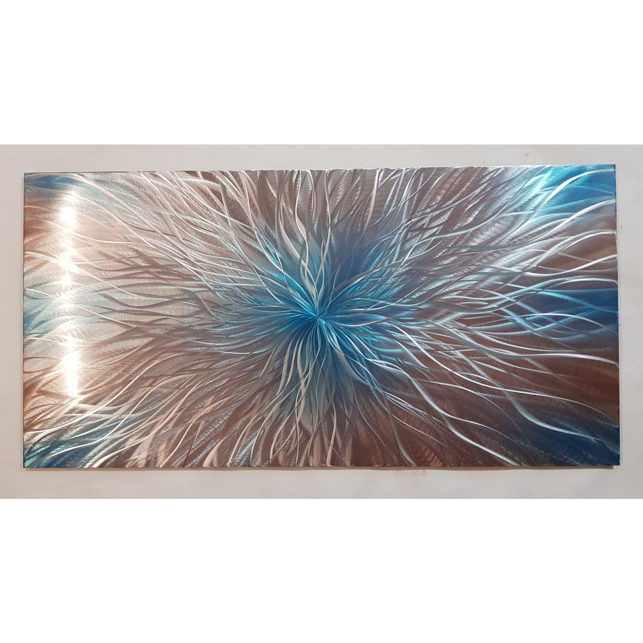 Nova, Copper, teal and silver. Modern abstract contemporary metal artwork.