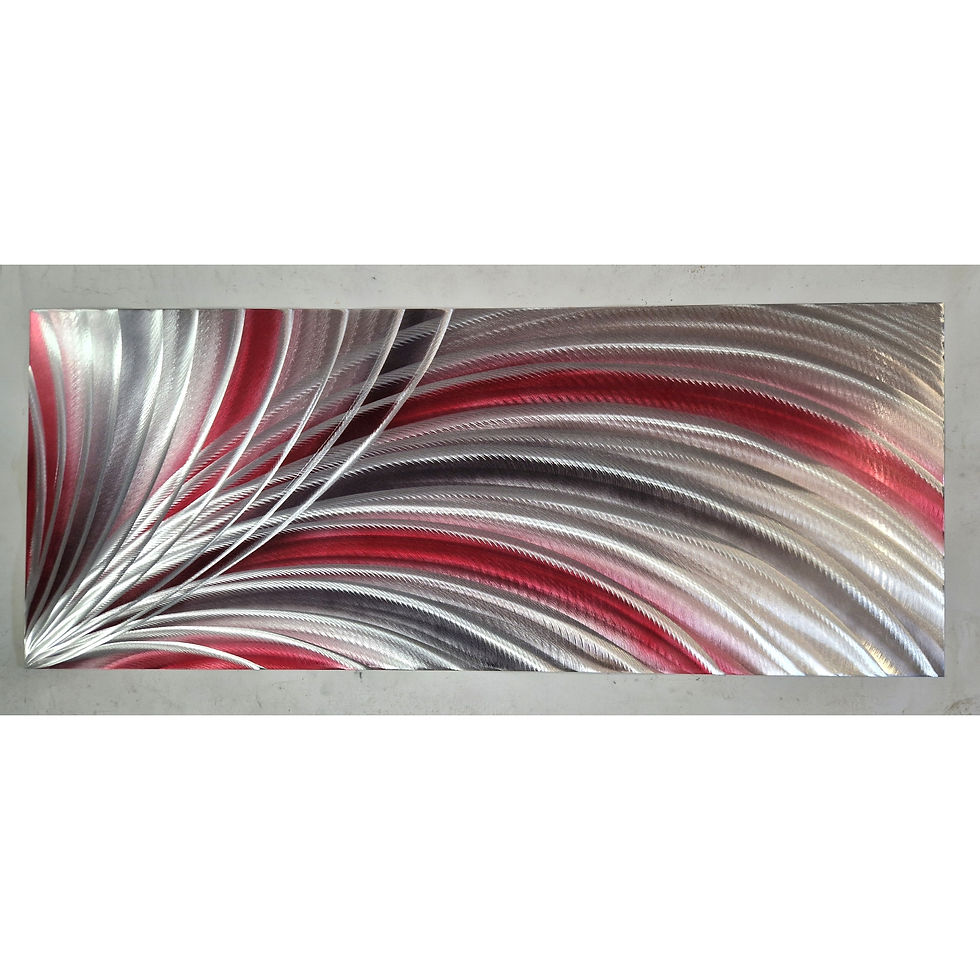 Thumbnail: Cardinal. Modern abstract metal artwork. Red, grey and silver