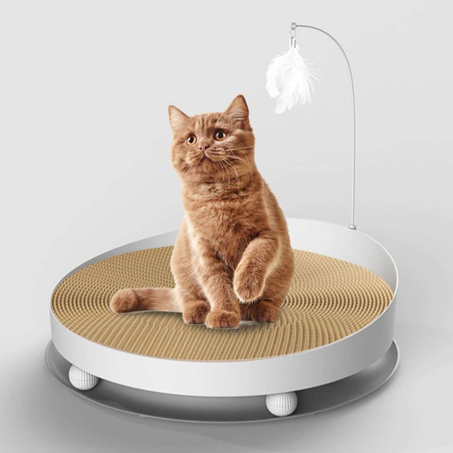 Interactive Cat Scratcher With Rolling Ball
