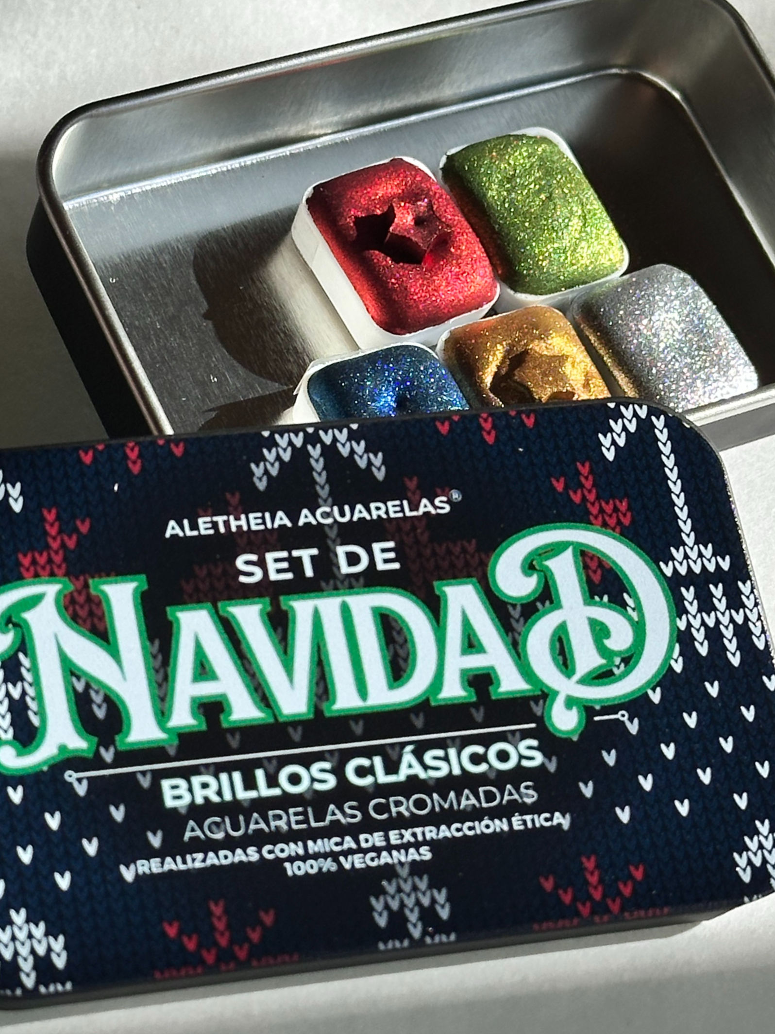 Paleta de acuarelas profesionales. Set de Navidad -  BRILLOS CLASICOS