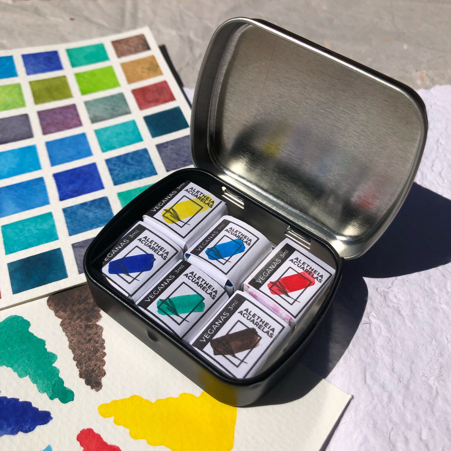 PALETA DE ACUARELAS VEGANAS 6 COLORES BÁSICOS