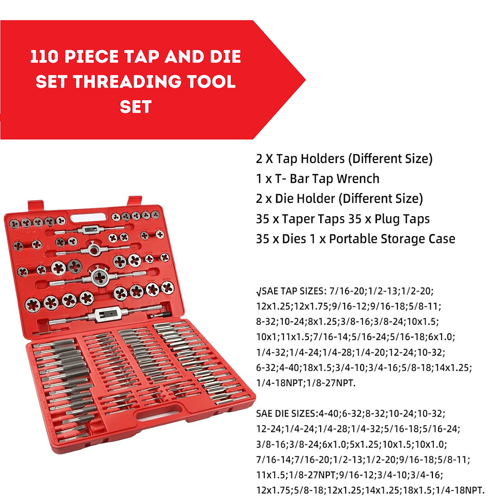 Thumbnail: 110 Piece Tap and Die Set threading Tool Set